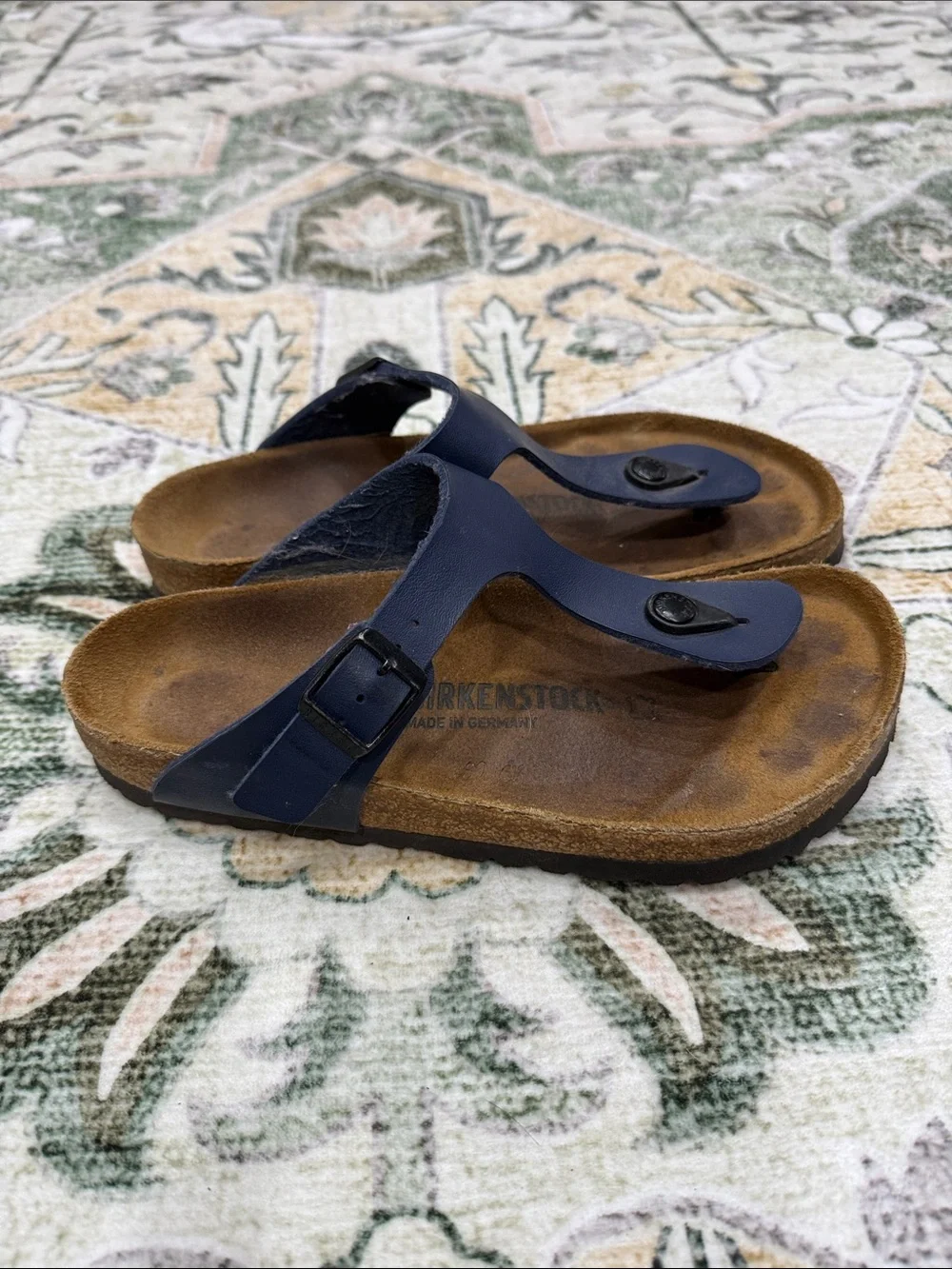 Birkenstock Blue T-Strap Gizeh Sandals